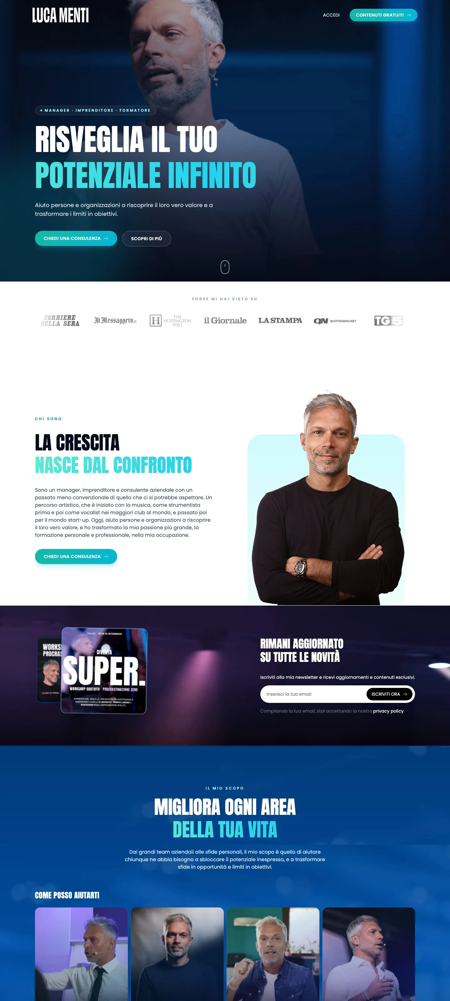 Screenshot del sito Luca Menti