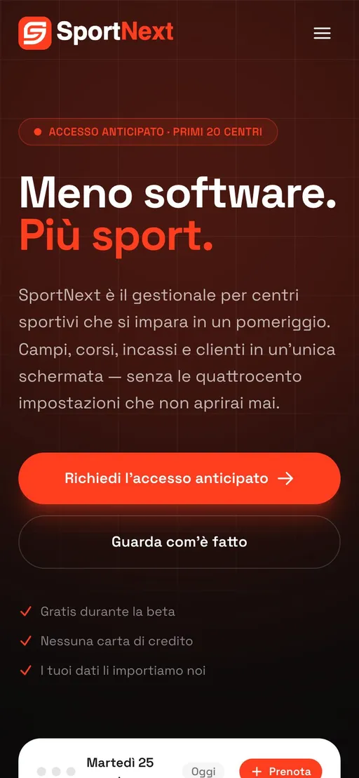 SportNext su smartphone