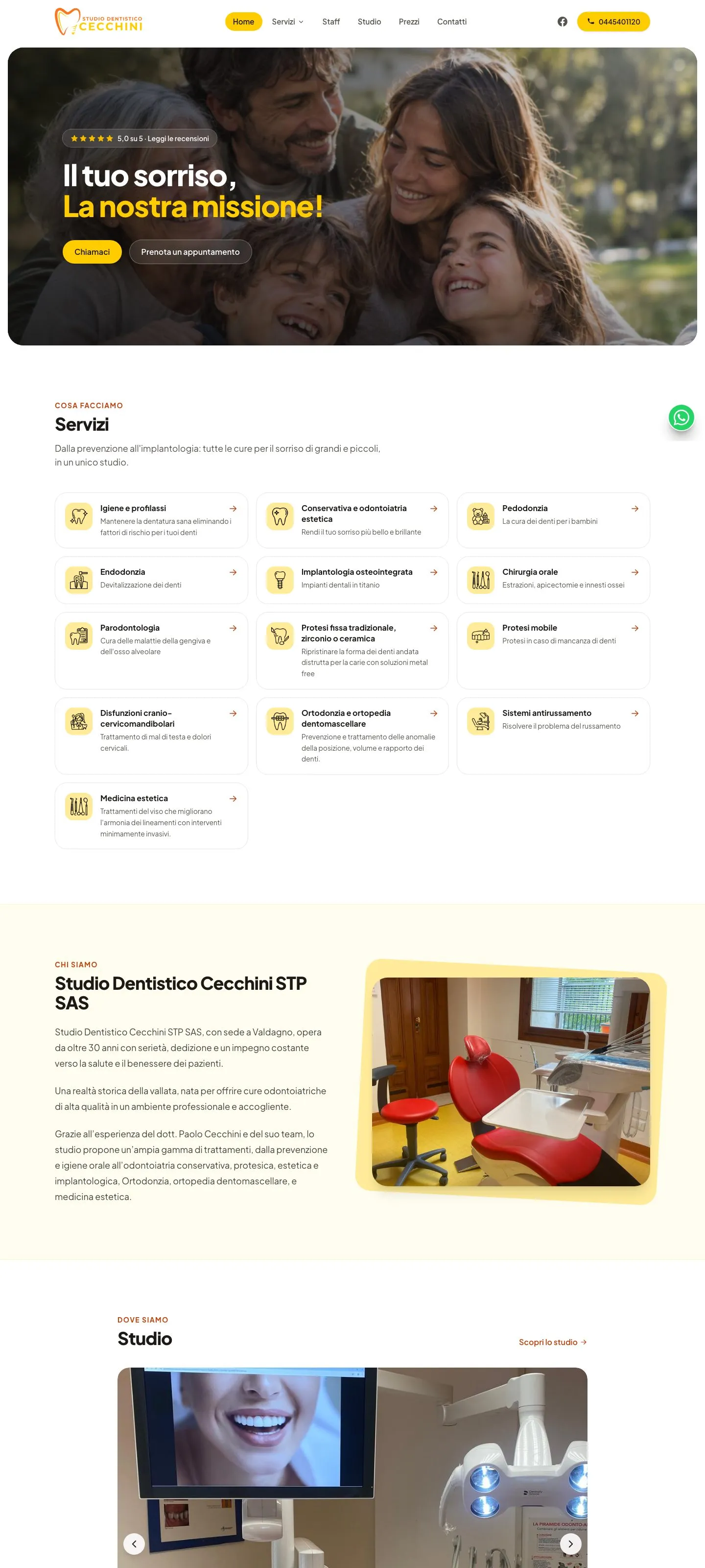 Screenshot del sito Studio Dentistico Cecchini