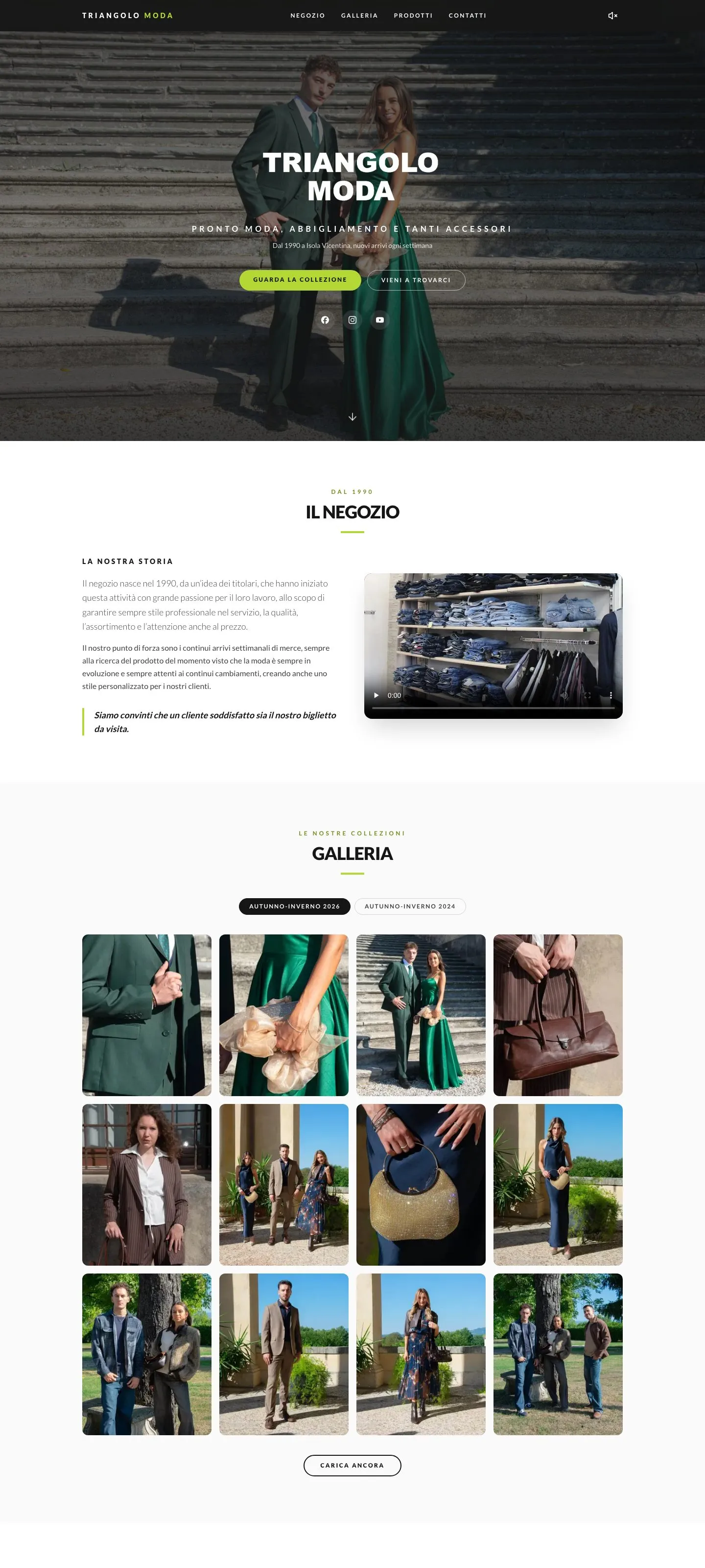 Screenshot del sito Triangolo Moda
